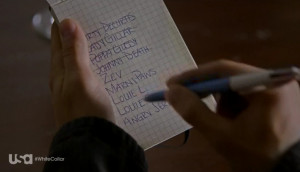 Mozzie has an actual enemies list: