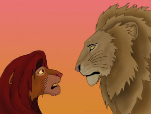 Simba, come on now. Don't be intimidated. Bigger isn't always better ...