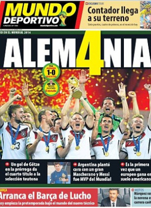 ... World Cup while Marca include a shot of Argentina's captain looking