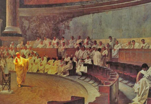 CICERO DELIVERS HIS SPEECH AGAINST CATILINE - 63 BC