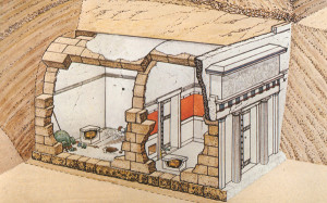 Cut Drawing of Tomb II, Phili's Tomb, The Tomb of Alexander the Great