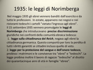 1935: le leggi di Norimberga Nel maggio 1935 gli ebrei vennero banditi ...
