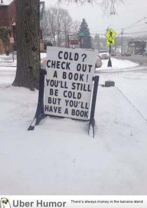 My town's public library has a clever blizzard solution