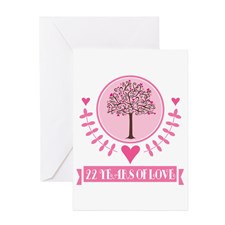 22nd Anniversary Love Tree Greeting Card for