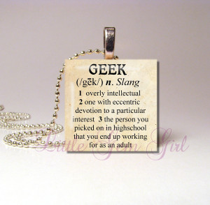 geek dictionary definition necklace pendant funny nerd quote antique ...