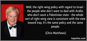Well, the right-wing policy with regard to Israel - the people who don ...