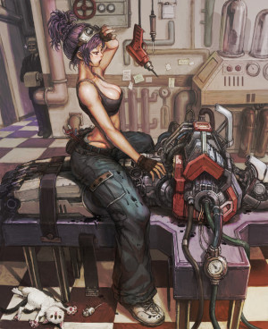 Mechanic girl Picture (2d, illustration, girl, woman, anime)