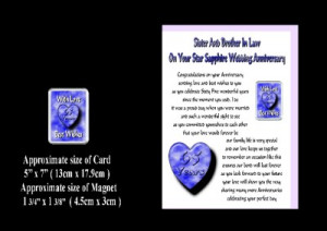 ... & BROTHER IN LAW 25TH TO 70TH WEDDING ANNIVERSARY CARD & MAGNET GIFT