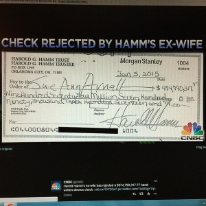 Harold Hamm Divorce Check