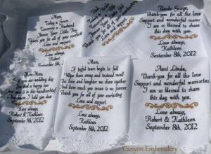 ... of 7 Hankies Parents of the Bride & Groom By Canyon Embroidery on ETSY