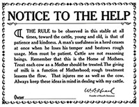 Hoard’s Notice to the Help set the standard for all farm staff ...