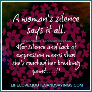 woman’s silence says it all. Her silence & lack of expression ...