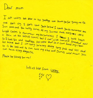 But when he handed the note to his mother Vicki, she believed it was a ...