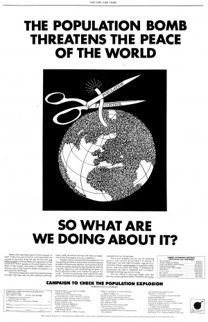 This full-page newspaper ad from a prominent population control group ...