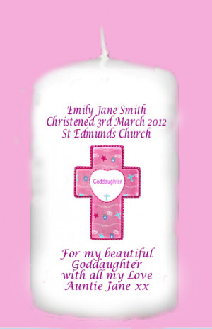 ... Gifts / Goddaughter Christening Baptism Personalised Gift Candle