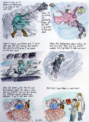 Jules Feiffer First I Give Them a Cook Book Ink and watercolor on