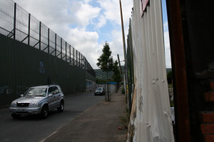 Way separating the Falls and the Shankill neighborhoods in Belfast ...