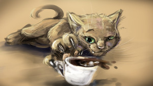 wallpapers artistic cat cup coffee artwork hd wallpapers wallpaper ...