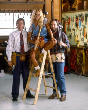 ... Pamela Anderson, Tim Allen and Richard Karn in Home Improvement (1991