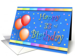 33 Years Old Balloons Happy Birthday Fun card (191416)