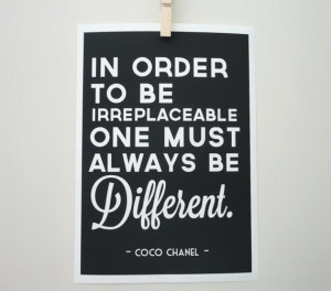 Always Be Different Coco Chanel Quote Art Print Archival A4 Print