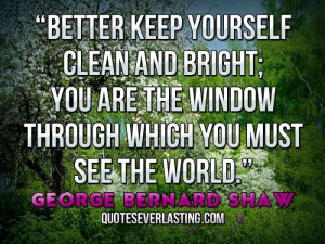Better keep yourself clean and bright; you are the window through ...