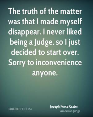... Judge, so I just decided to start over. Sorry to inconvenience anyone
