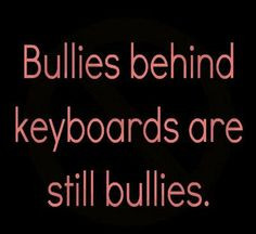 Bullies behind keyboards are still bullies! Stop cyber bullying! More