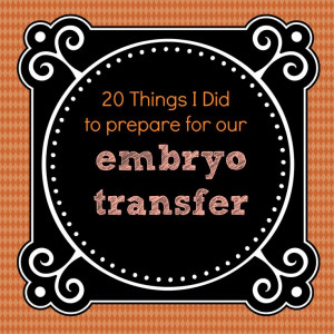 What I did to Prepare for our Embryo Transfer