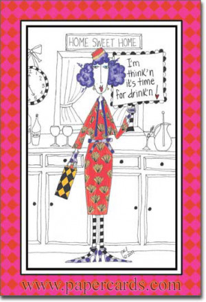 Time For Drinking (1 card/1 envelope) Dolly Mama Funny Birthday Card ...