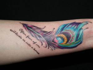 ... feather tattoo by getting it tagged with a quote just the way shown