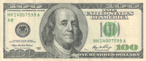 Ben Franklin's Face is on the US 100 dollar bill.]