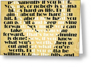 Rocky Balboa Quote Poster Greeting Card by Pete Baldwin