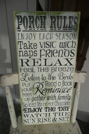 PORCH RULES, Hand Painted Wood Sign,Typography, Prim Wall Decor ...