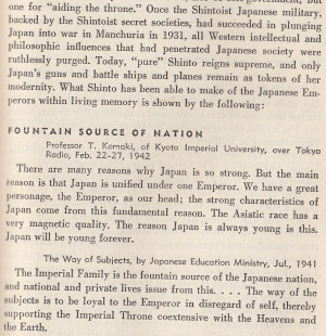 ... more discussion of Shinto, this time linking it to Emperor worship