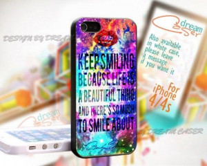 Marilyn Monroe Smile Quote Galaxy -Print On Hard Case iPhone 4/4S Case
