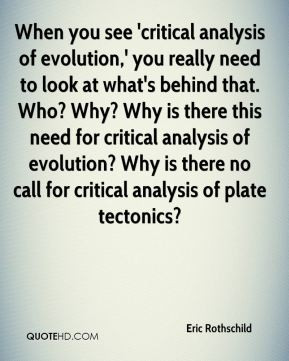 Eric Rothschild - When you see 'critical analysis of evolution,' you ...