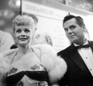 american actress lucille ball and her husband desi arnaz arrive at a ...