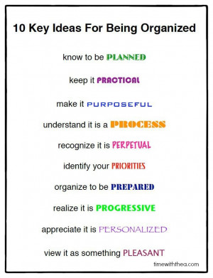 10 Key Ideas For Being Organized {Time With Thea}: Being Organic ...