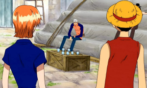 Kaku gives Luffy and Nami sad news.