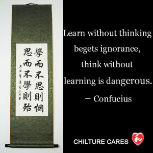 Learning and Thinking Confucious Quote Calligraphy Wall Scroll