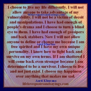 will not allow anyone to take advantage of my vulnerability ...