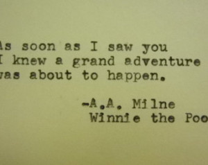 POOH quote love card hand printed adventure quote a a milne quote