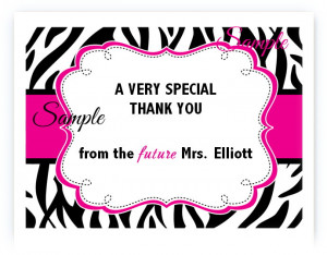 ... Engagement Zebra Hot Pink Bridal Shower Wedding Thank You Cards