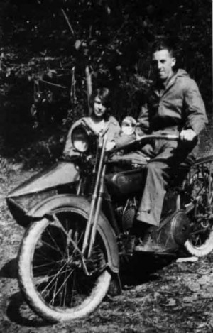 Lois in the Side Car and Bill on the Cycle