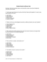 woman who said each quote, in this short quiz. This printable quiz ...