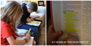 The kids loved looking the verses up. They are both really into ...
