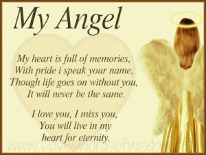 my angel my heart is full of memories with pride i speak your name ...