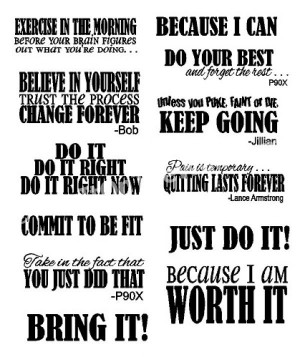 COMPLETE SET OF 12 Fitness Sayings