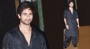 shahid kapoor in black pathani suit